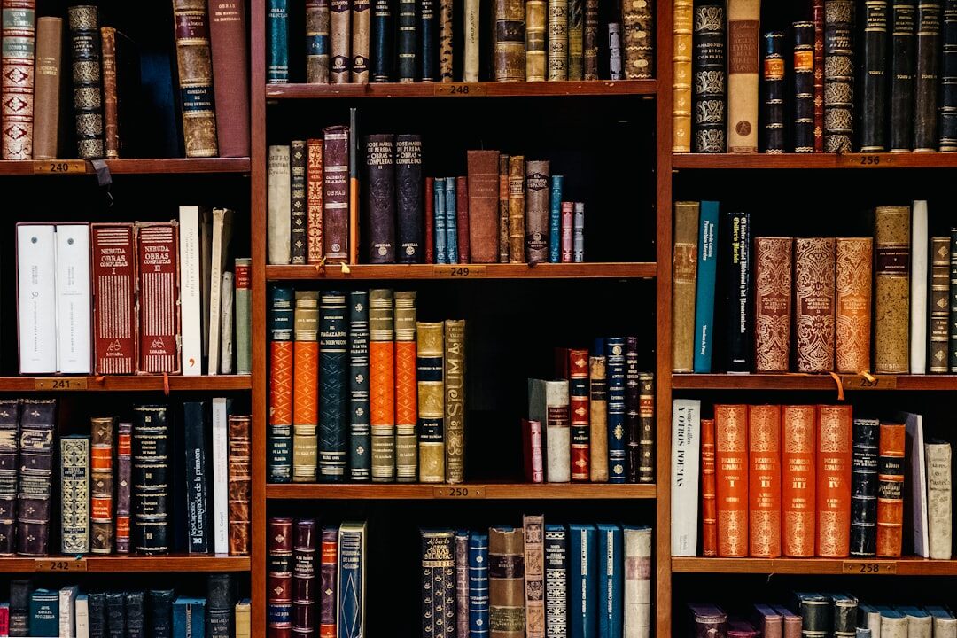 mystery books on shelf